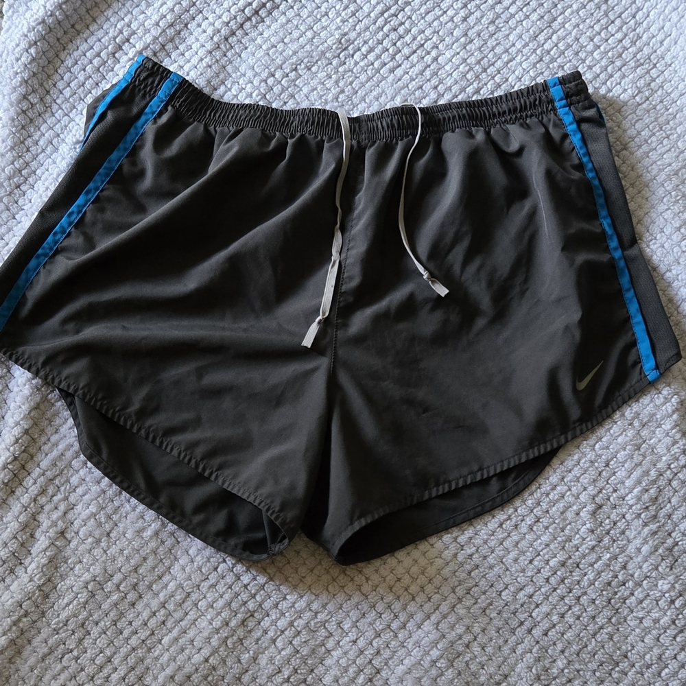 Nike Black Running Shorts with Blue Stripes